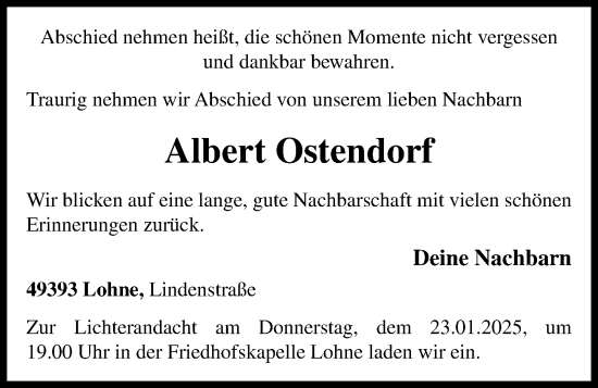 Anzeige von Albert Ostendorf von OM-Medien