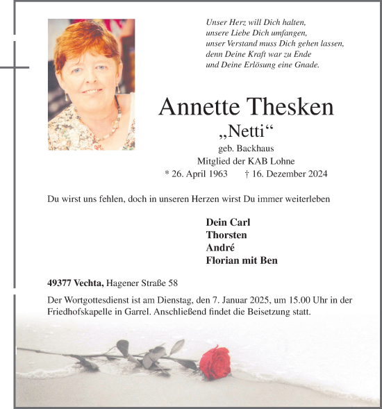Anzeige von Annette Thesken von OM-Medien
