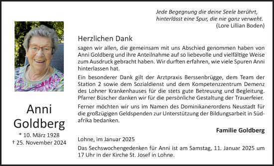 Anzeige von Anni Goldberg von OM-Medien