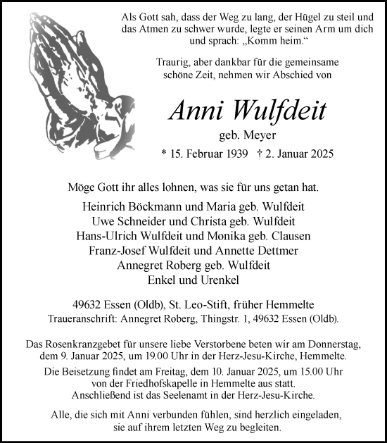 Anzeige von Anni Wulfdeit von OM-Medien