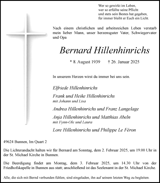 Anzeige von Bernard Hillenhinrichs von OM-Medien