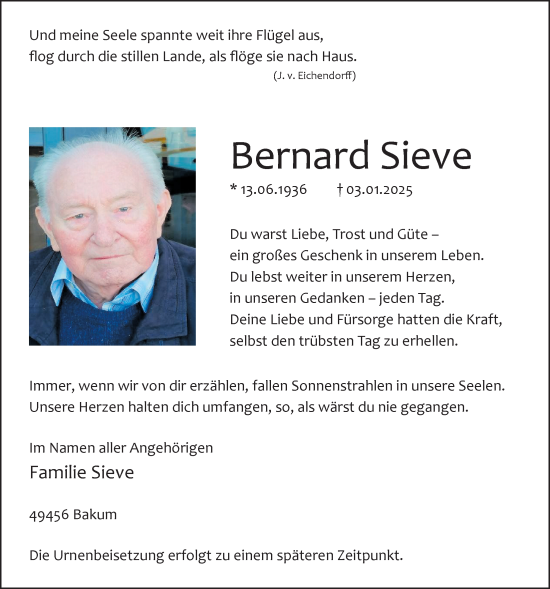 Anzeige von Bernard Sieve von OM-Medien