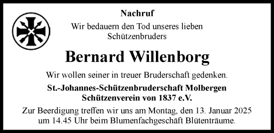 Anzeige von Bernard Willenborg von OM-Medien