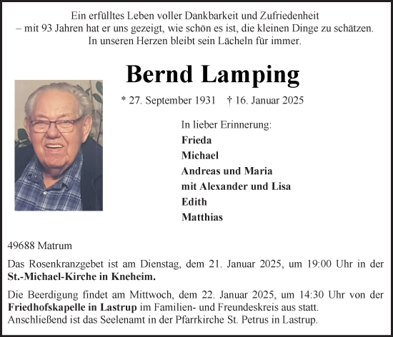 Anzeige von Bernd Lamping von OM-Medien