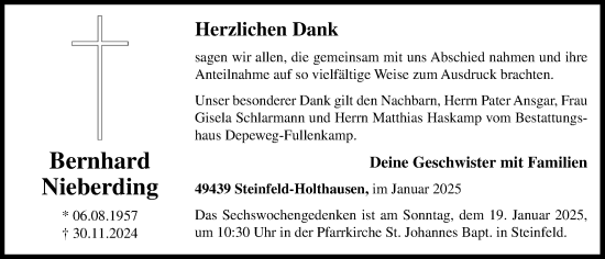 Anzeige von Bernhard Nieberding von OM-Medien