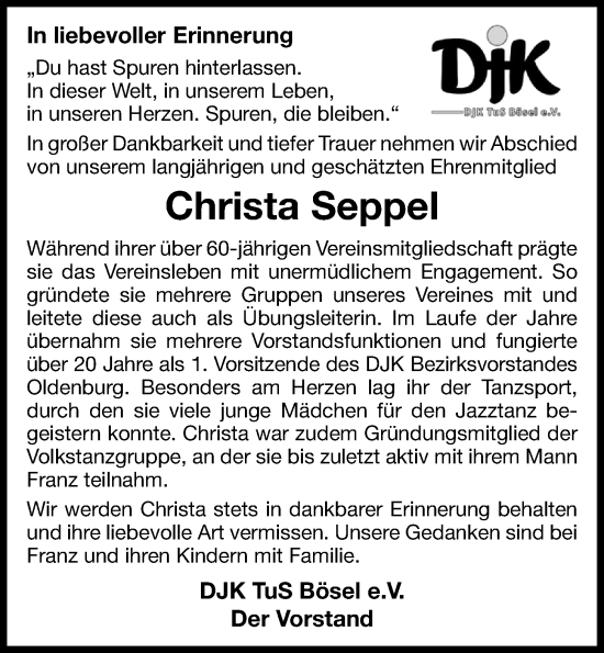 Anzeige von Christa Seppel von OM-Medien