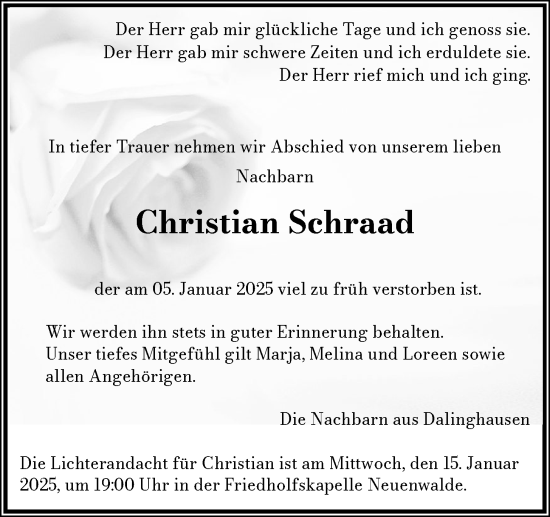 Anzeige von Christian  Schraad von OM-Medien