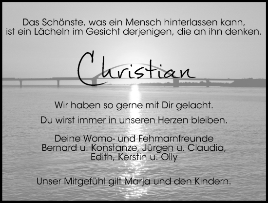 Anzeige von Christian  Schraad von OM-Medien