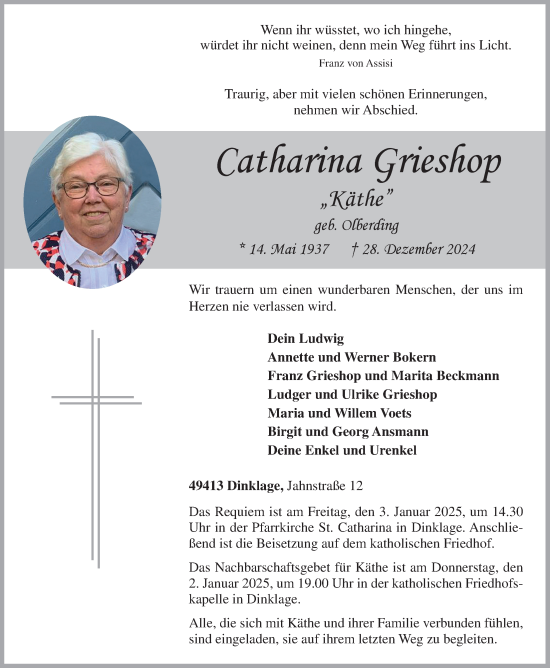 Anzeige von Catharina Grieshop von OM-MEDIEN