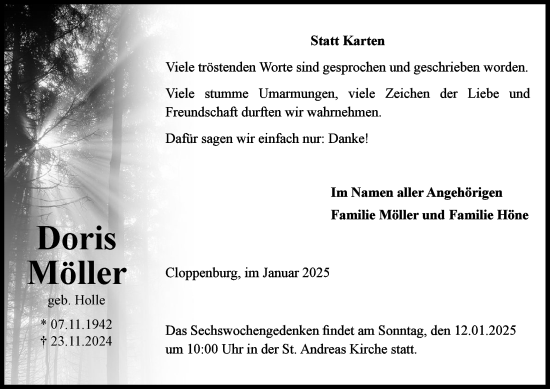 Anzeige von Doris Möller von OM-Medien