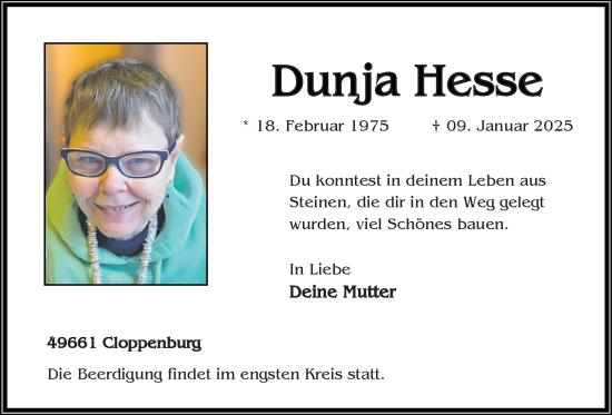 Anzeige von Dunja Hesse von OM-Medien