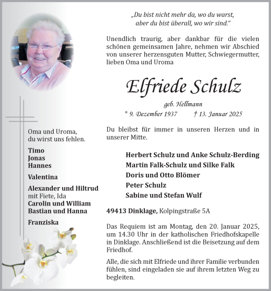 Anzeige von Elfriede Schulz von OM-Medien