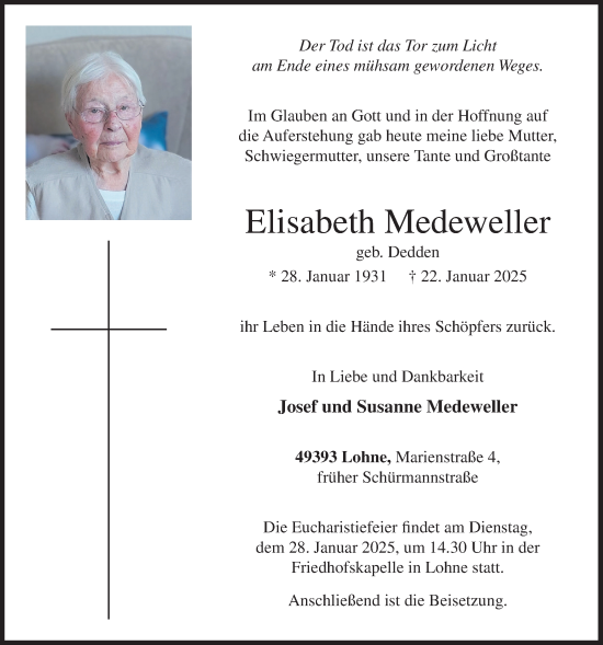 Anzeige von Elisabeth Medeweller von OM-Medien