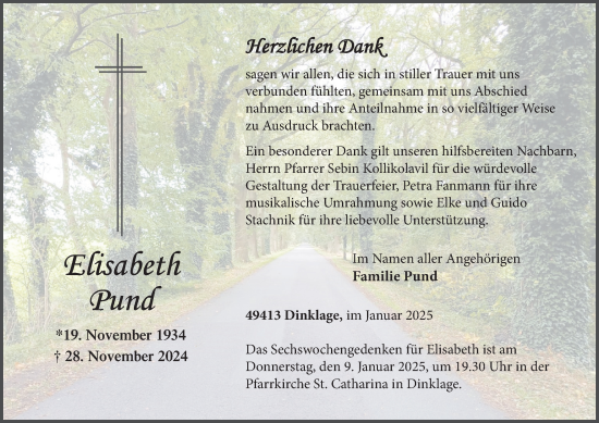 Anzeige von Elisabeth Pund von OM-Medien