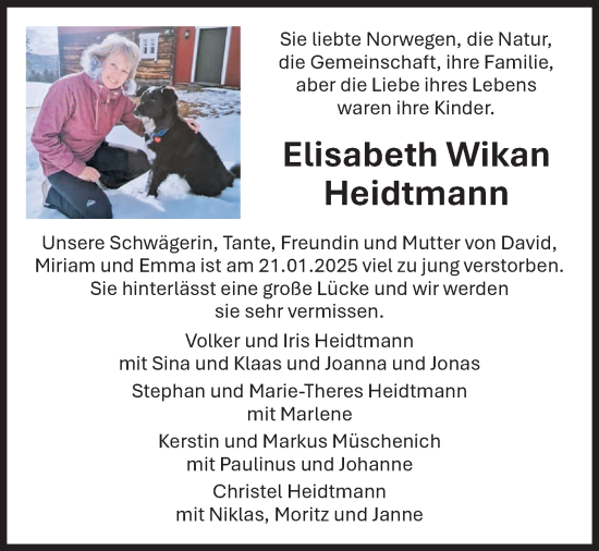 Anzeige von Elisabeth Wikan Heidtmann von OM-Medien