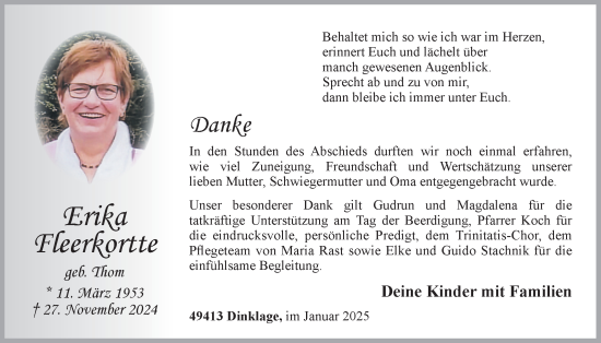 Anzeige von Erika Fleerkortte von OM-Medien