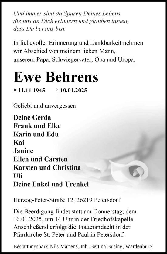 Anzeige von Ewe Behrens von OM-Medien