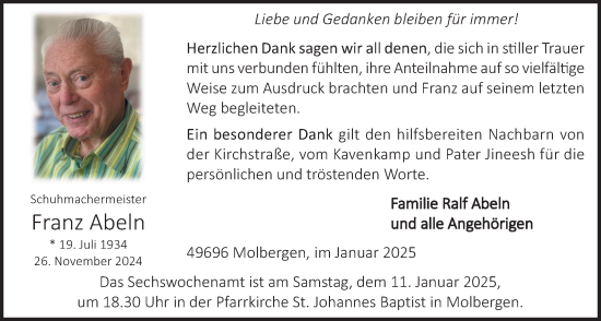 Anzeige von Franz Abeln von OM-Medien