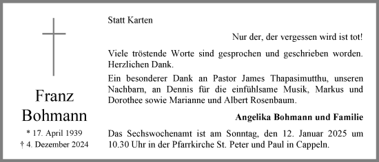 Anzeige von Franz Bohmann von OM-Medien