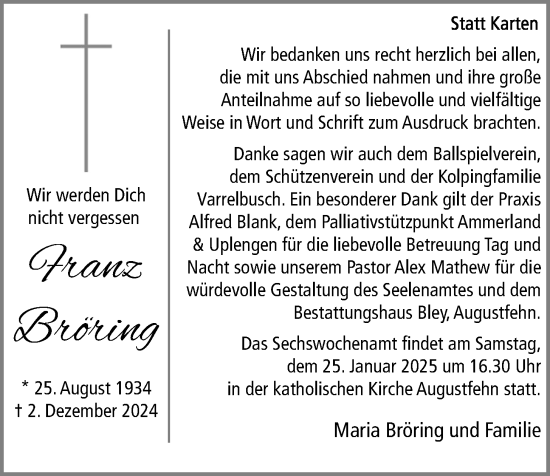 Anzeige von Franz Bröring von OM-Medien