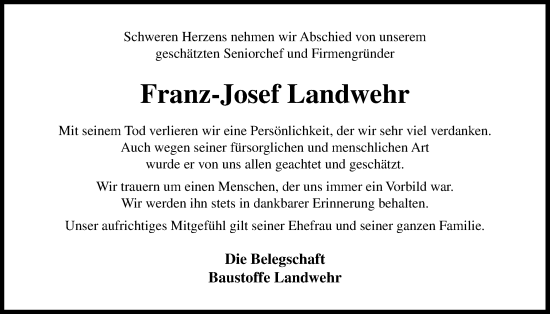 Anzeige von Franz-Josef Landwehr von OM-Medien