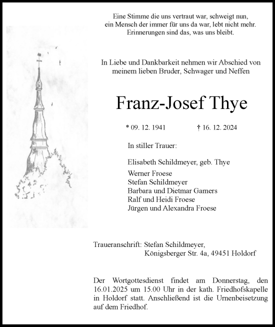 Anzeige von Franz-Josef Thye von OM-Medien