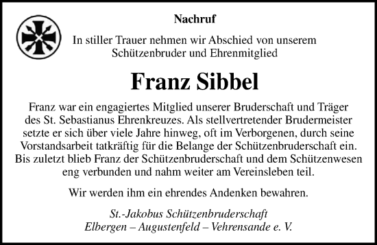 Anzeige von Franz Sibbel von OM-Medien