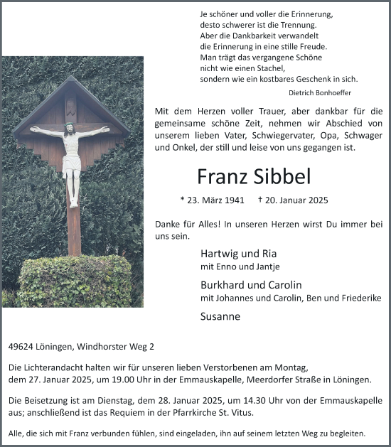 Anzeige von Franz Sibbel von OM-Medien