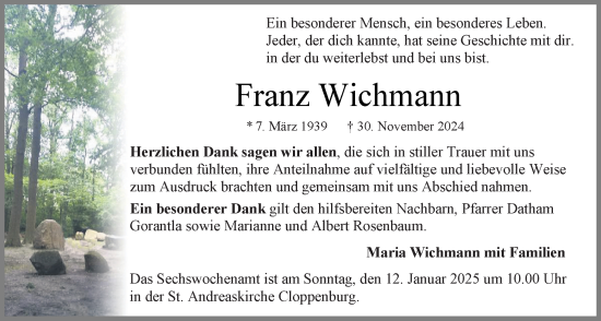 Anzeige von Franz Wichmann von OM-Medien
