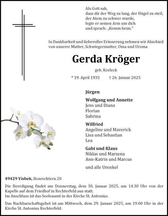 Anzeige von Gerda Kröger von OM-Medien