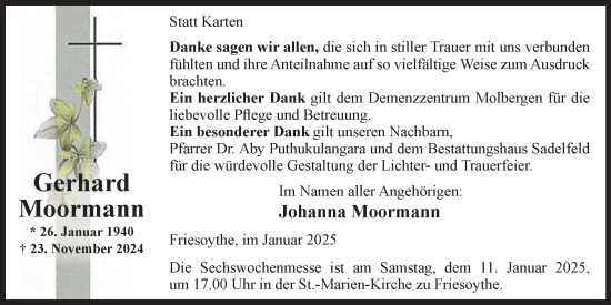 Anzeige von Gerhard Moormann von OM-Medien