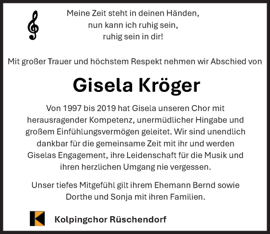 Anzeige von Gisela Kröger von OM-Medien
