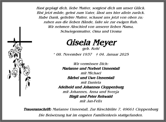 Anzeige von Gisela Meyer von OM-Medien