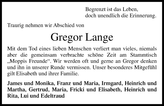 Anzeige von Gregor Lange von OM-Medien