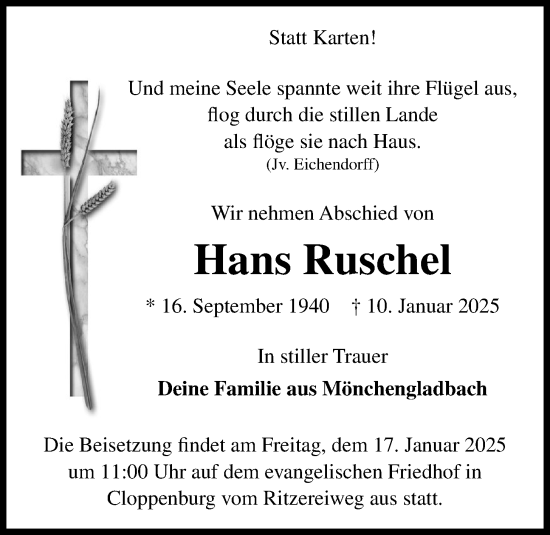 Anzeige von Hans Ruschel von OM-Medien