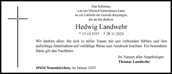Anzeige von Hedwig Landwehr von OM-Medien