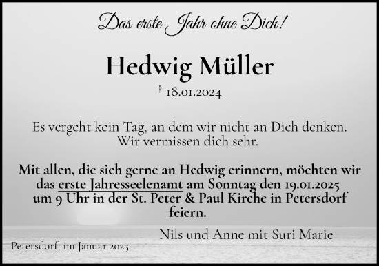 Anzeige von Hedwig Müller von OM-Medien