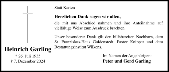 Anzeige von Heinrich Garling von OM-Medien