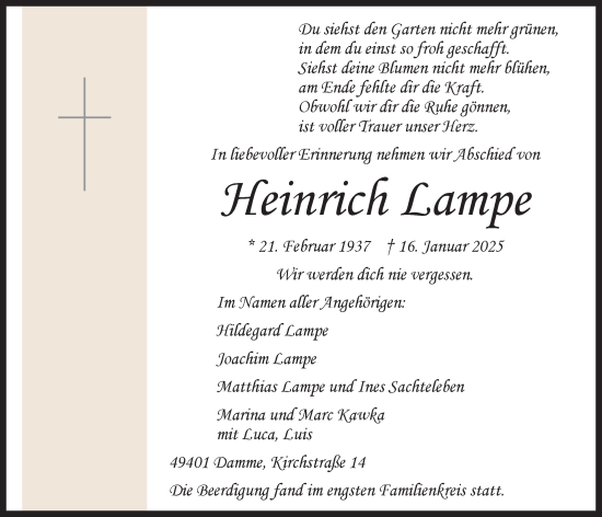 Anzeige von Heinrich Lampe von OM-Medien