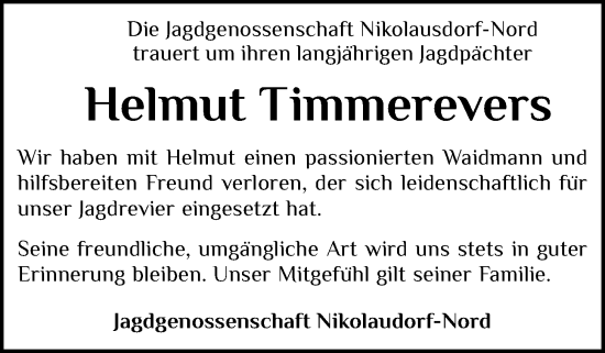 Anzeige von Helmut Timmerevers von OM-Medien