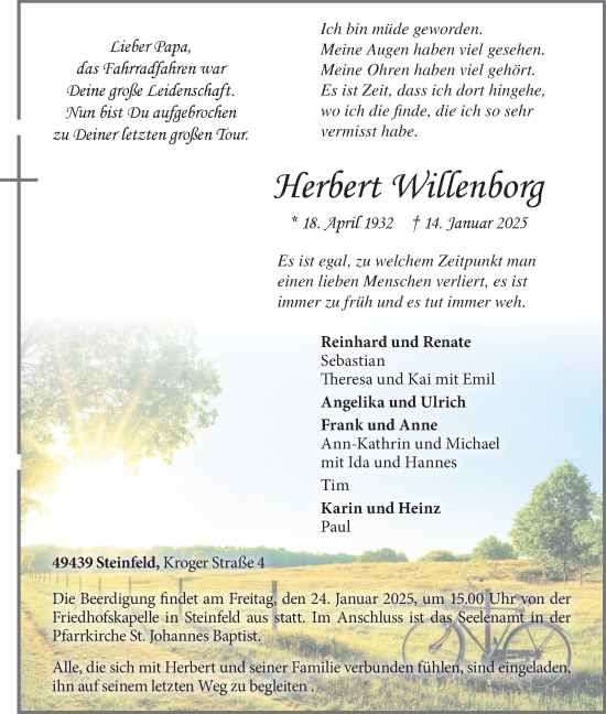 Anzeige von Herbert Willenborg von OM-Medien