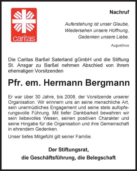 Anzeige von Hermann Bergmann von OM-Medien