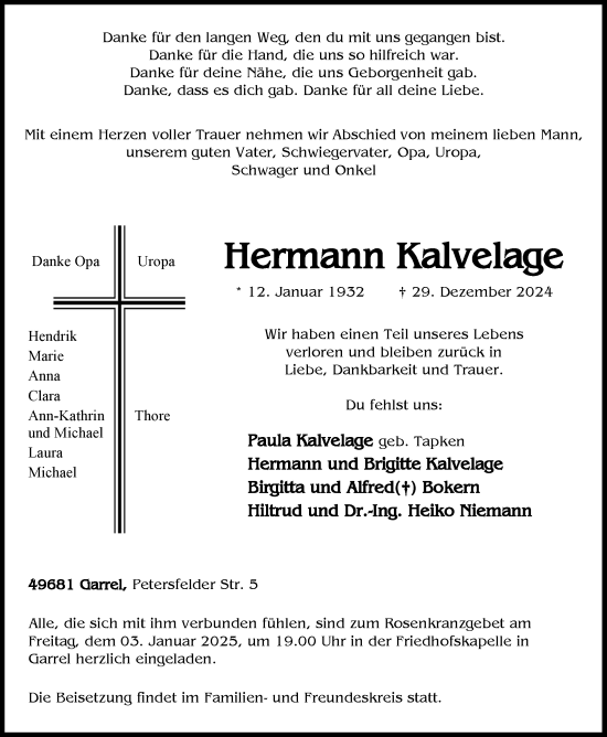 Anzeige von Hermann Kalvelage von OM-Medien