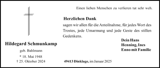 Anzeige von Hildegard Schmunkamp von OM-Medien