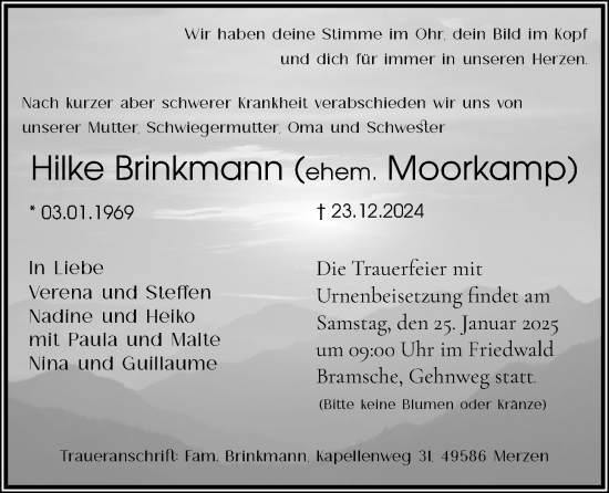 Anzeige von Hilke Brinkmann von OM-Medien