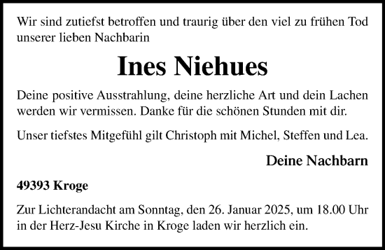 Anzeige von Ines Niehues von OM-Medien