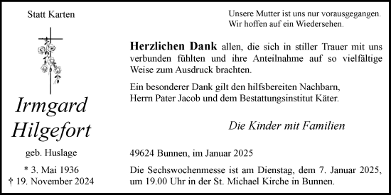 Anzeige von Irmgard Hilgefort von OM-Medien