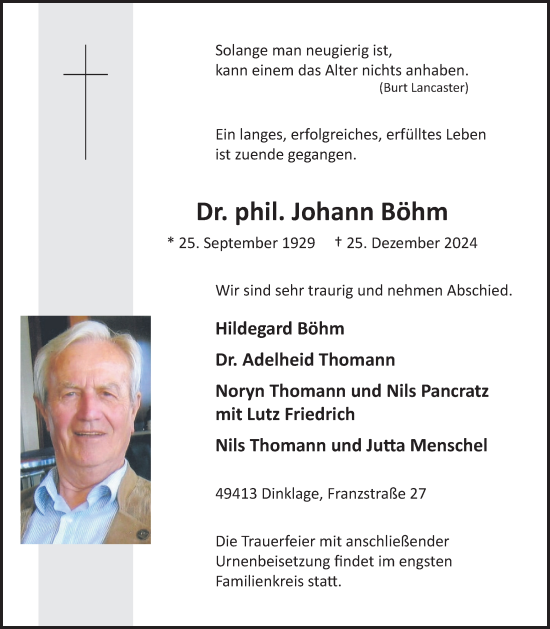 Anzeige von Johann Böhm von OM-Medien