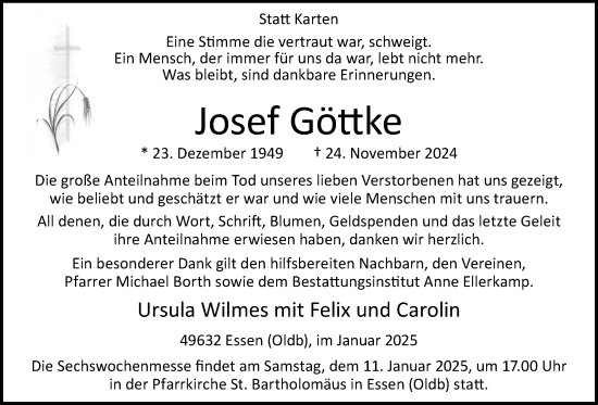 Anzeige von Josef Göttke von OM-Medien