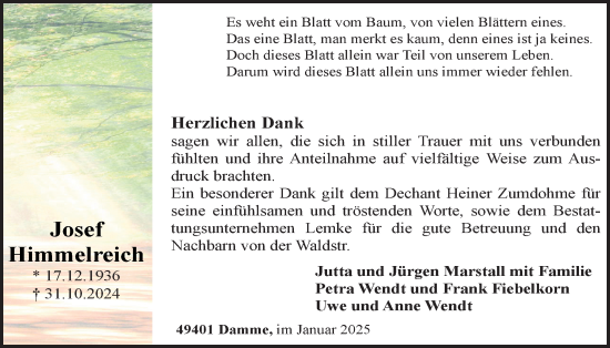 Anzeige von Josef Himmelreich von OM-Medien
